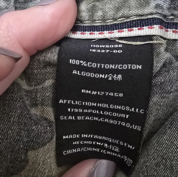 Affliction Y2K Cargo Coatal Detailed Mens Shorts Size 33 Cream Baggy Streetwear - Picture 8 of 14